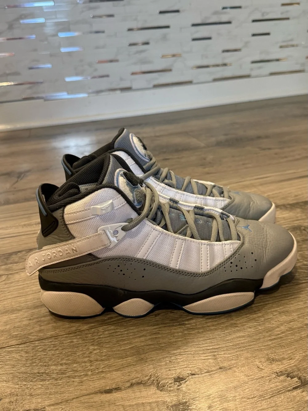 Jordan Men’s Mid-Top Sneakers in White and Gray